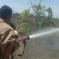 Personil BPBD Kabupaten Aceh Besar memadamkan kebakaran lahan di Kecamatan Lembah Seulawah. (BPBD Kabupaten Aceh Besar)